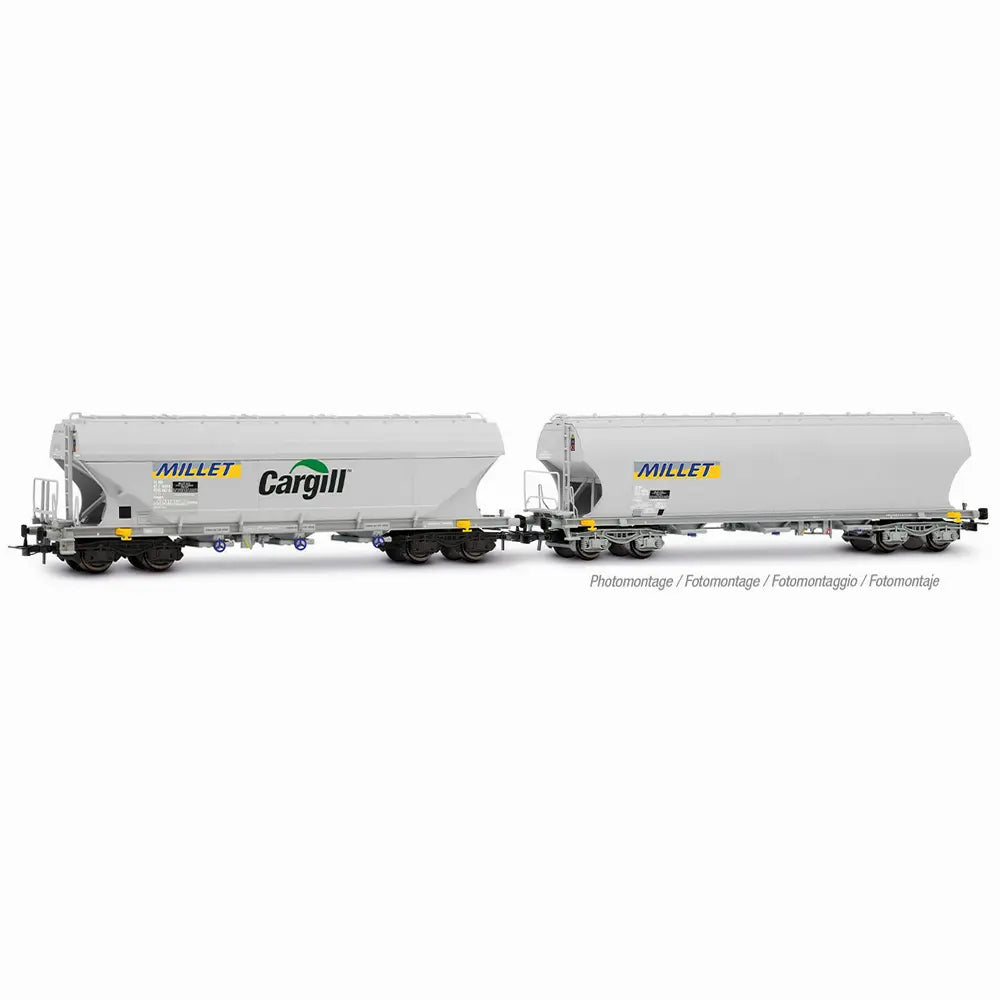 Coffret 2 Wagons Trémie Céréalier - Millet SNCF - JOUEF - Référence HJ6320 - Echelle 1/87