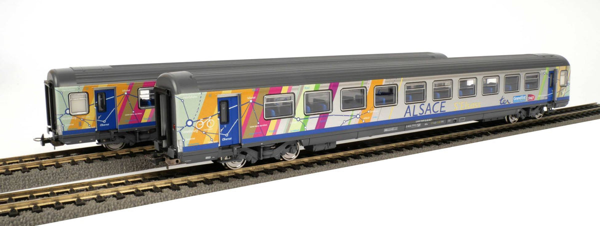 2 Voitures Corail ALSACE 2cl - SNCF - PIKO - Référence P97144 - Echelle 1/87