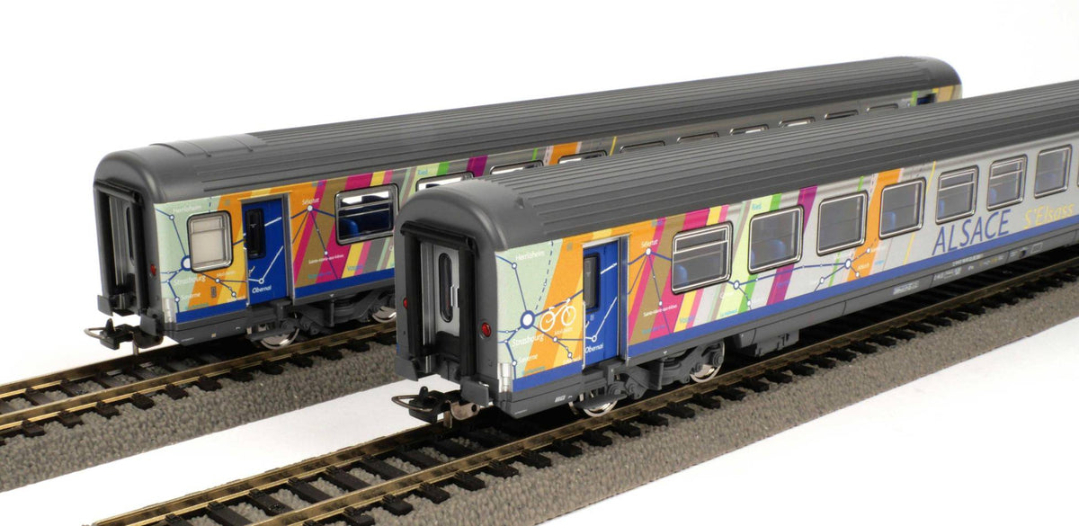 2 Voitures Corail ALSACE 2cl - SNCF - PIKO - Référence P97144 - Echelle 1/87