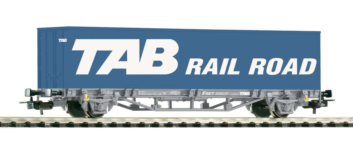 Plat avec conteneur 40' TAB RAIL ROAD -  PIKO - Référence P97167 - Echelle 1/87